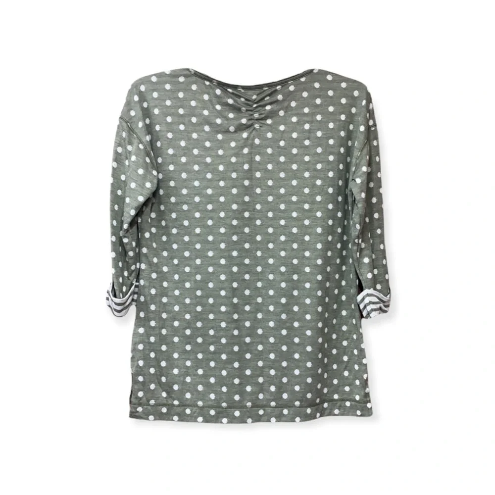 SzM Green/White Cuff Sleeve Top T by Talbots - Picture 5 of 9
